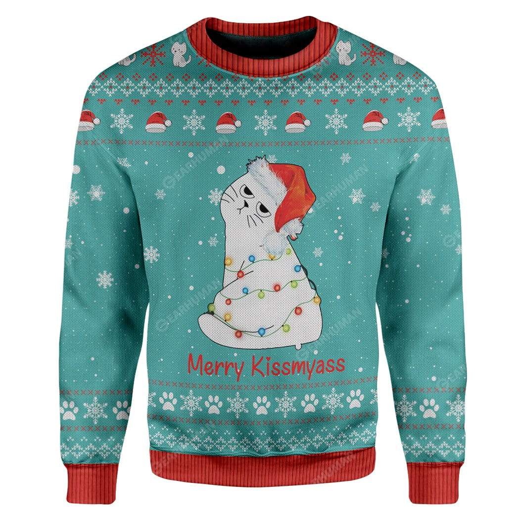 Ugly Christmas Merry Kissmyass Custom Sweater Apparel HD-AT25111916 Ugly Christmas Sweater Long Sleeve S 