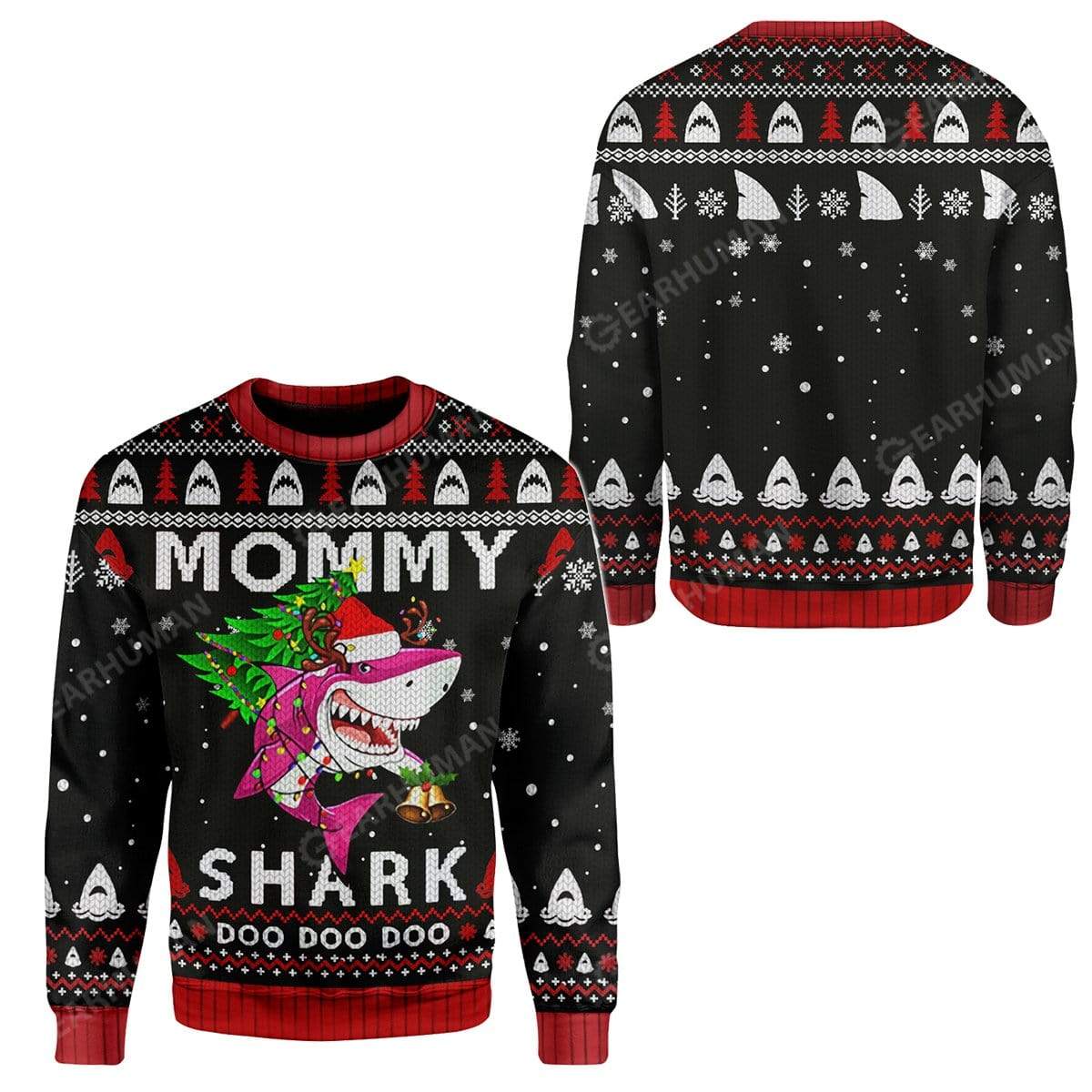 Ugly Christmas Mommy Shark Custom Sweater Apparel HD-TA25111918 Ugly Christmas Sweater 