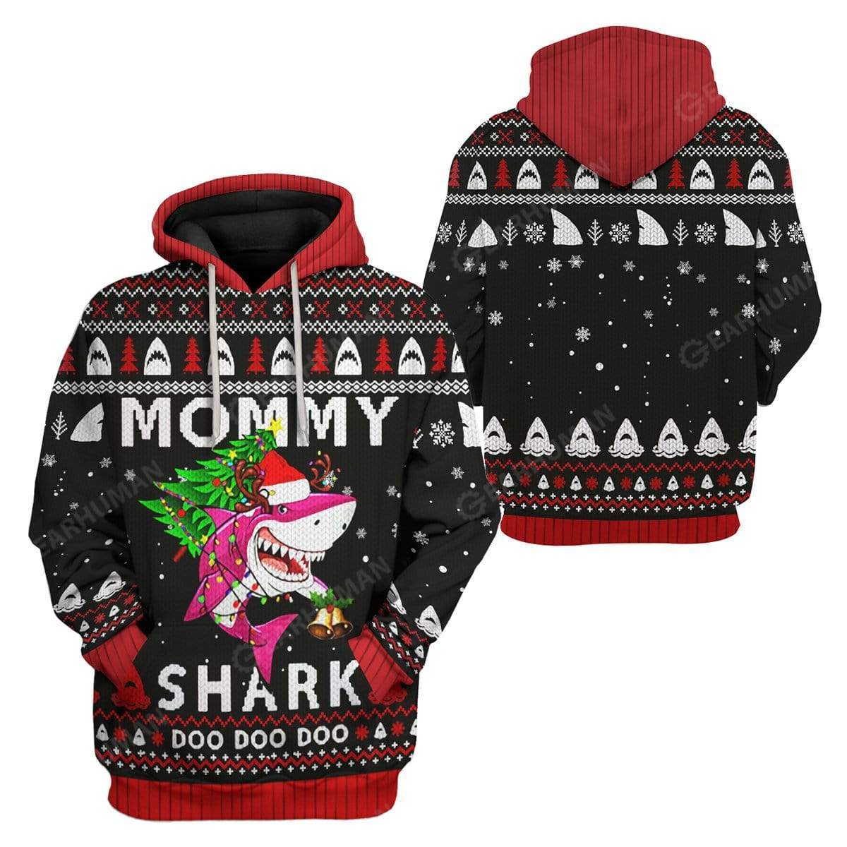 Ugly Christmas Mommy Shark Custom T-Shirts Hoodie Apparel HD-TA25111918 3D Custom Fleece Hoodies 