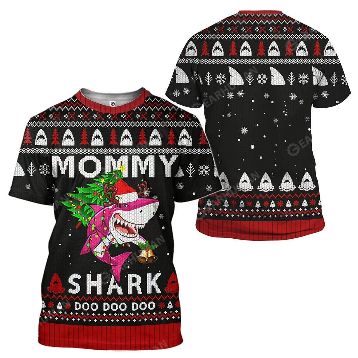 Ugly Christmas Mommy Shark Custom T-Shirts Hoodie Apparel HD-TA25111918 3D Custom Fleece Hoodies 