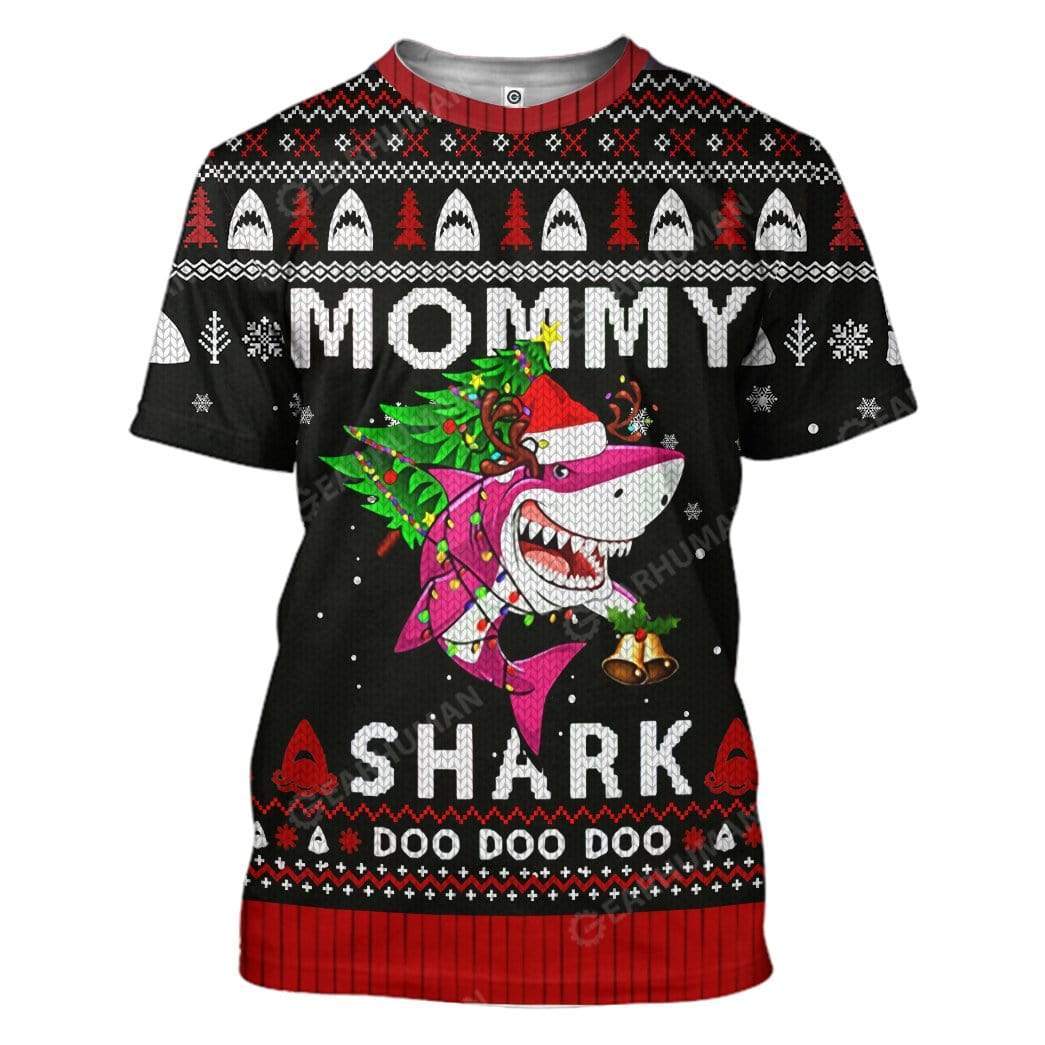 Ugly Christmas Mommy Shark Custom T-Shirts Hoodie Apparel HD-TA25111918 3D Custom Fleece Hoodies T-Shirt S 