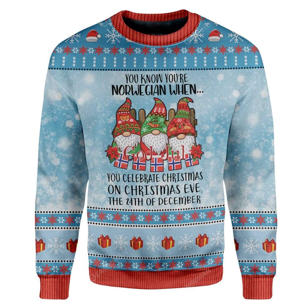 Ugly Christmas Norwegian Christmas 24th Custom Sweater Apparel HD-AT2611191 Ugly Christmas Sweater Long Sleeve S 
