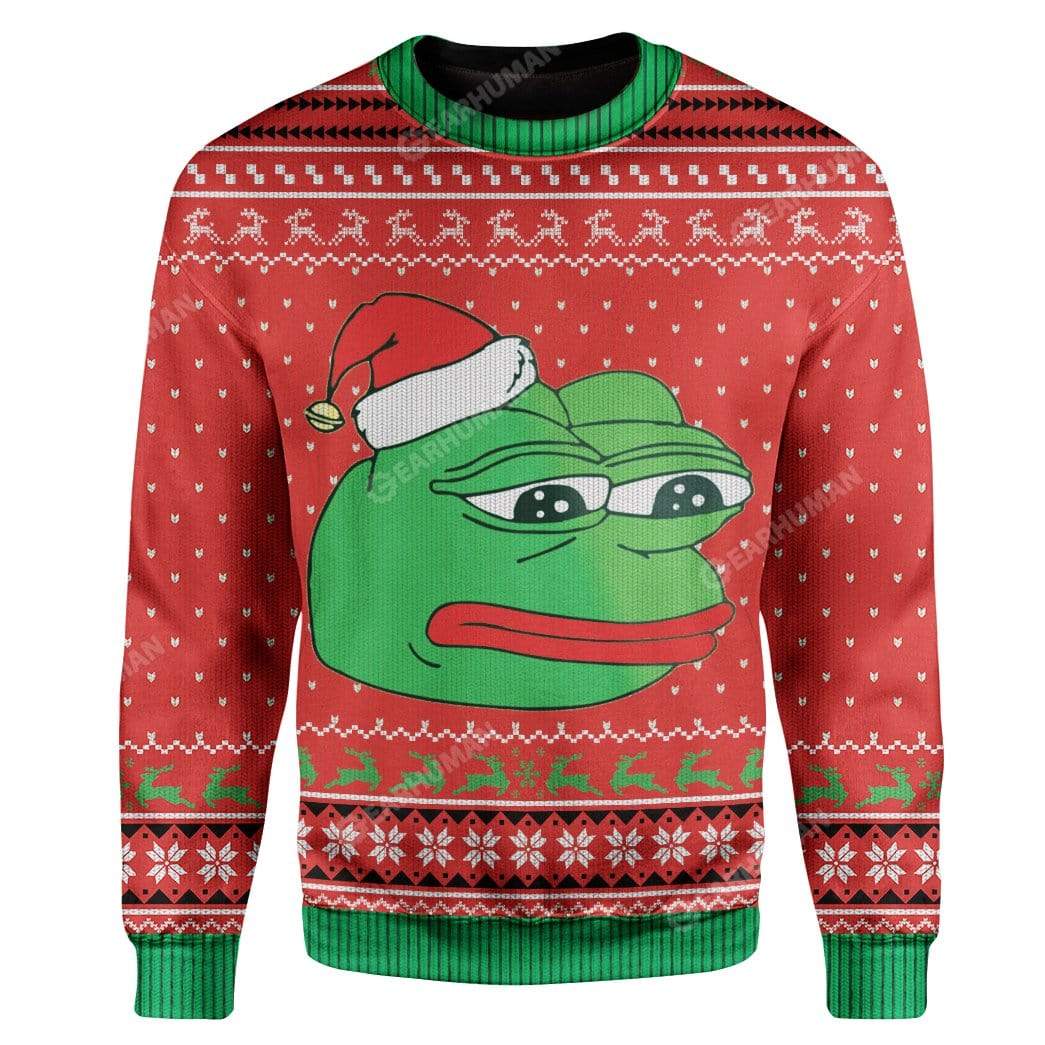 Ugly Christmas Pepe The Frog Custom Sweater Apparel HD-AT2811195 Ugly Christmas Sweater Long Sleeve S 