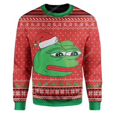 Gearhumans Ugly Christmas Pepe The Frog Custom T-Shirts Hoodies Apparel