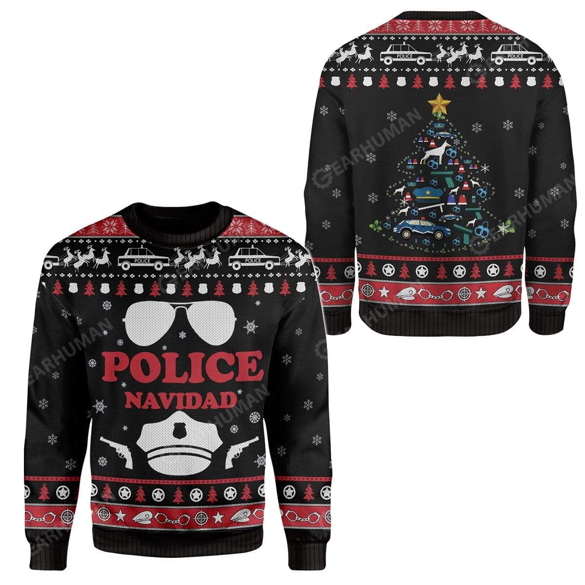 Ugly Christmas Police Navidad Custom Sweater Apparel HD-DT2611195 Ugly Christmas Sweater 