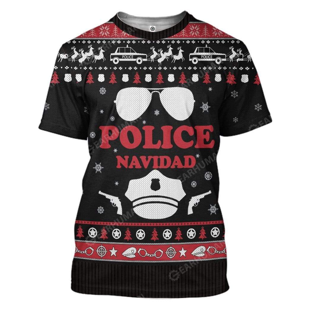 Ugly Christmas Police Navidad Custom T-Shirts Hoodies Apparel HD-DT2611195 3D Custom Fleece Hoodies T-Shirt S 