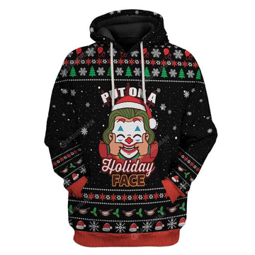 Gearhumans Ugly Christmas Put on a Holiday Face Hoodie T-Shirts Apparel