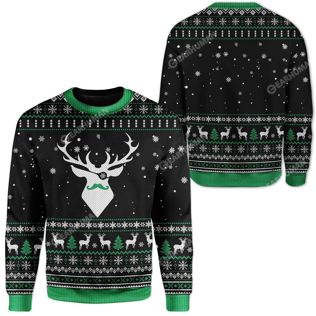 Ugly Christmas Reindeer Custom T-shirt - Hoodies Apparel HD-AT18111905 3D Custom Fleece Hoodies 