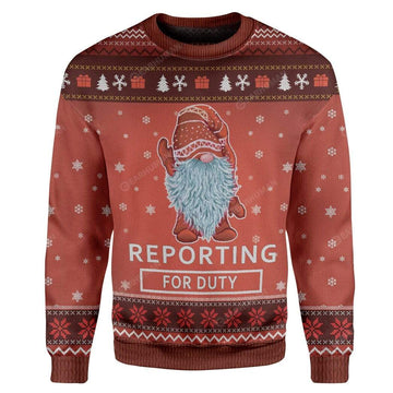 Gearhumans Ugly Christmas Reporting For Duty Hoodie T-Shirts Apparel