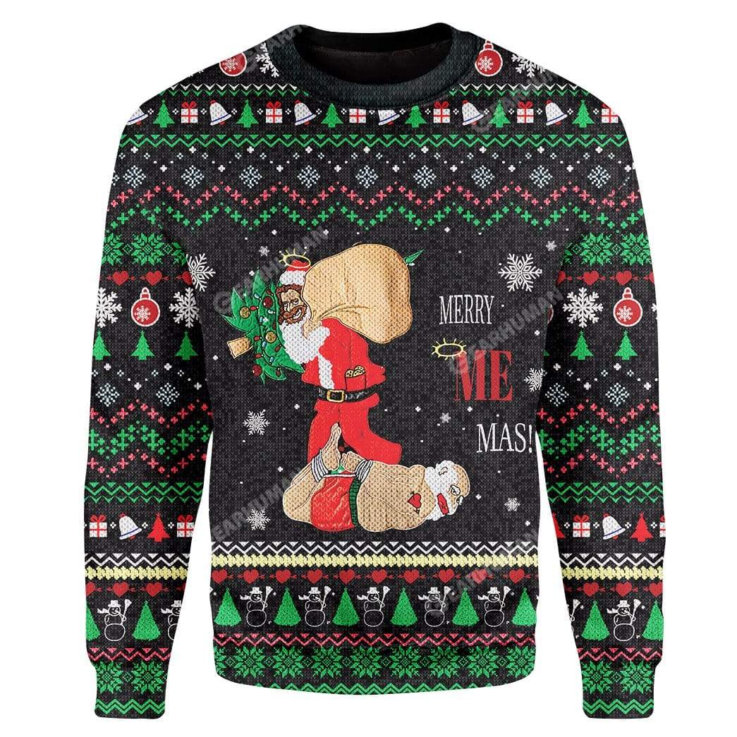 Ugly Christmas Santa Custom T-shirt-Hoodies Apparel HD-AT06111914 Ugly Christmas Sweater Long Sleeve S 