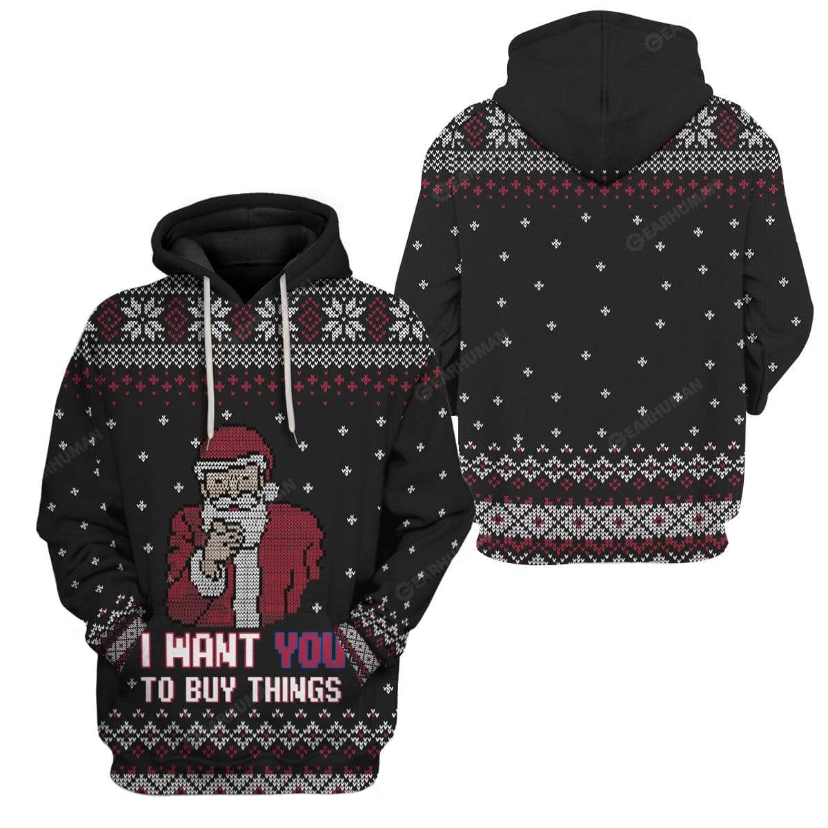 Ugly Christmas Santa Custom T-shirt - Hoodies Apparel HD-AT13111919 3D Custom Fleece Hoodies 