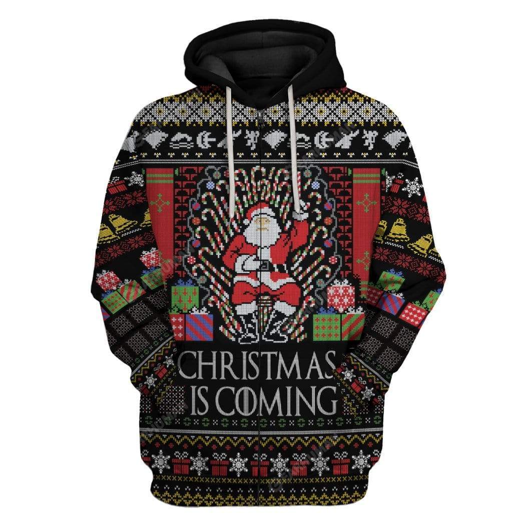 Ugly Christmas Santa Custom T-shirt - Hoodies Apparel HD-AT16111921 3D Custom Fleece Hoodies Zip Hoodie S 