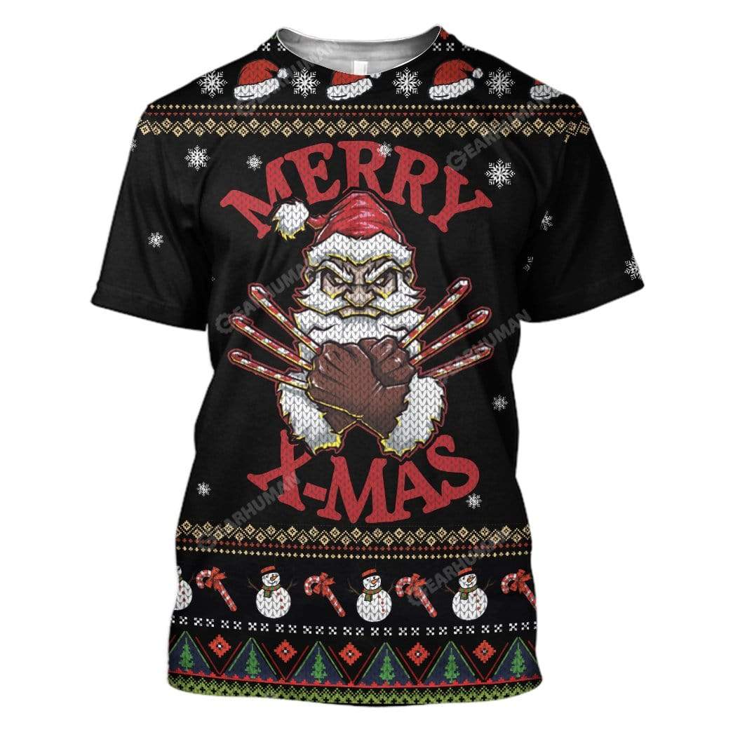 Ugly Christmas Santa Custom T-shirt - Hoodies Apparel HD-AT18111904 3D Custom Fleece Hoodies T-Shirt S 