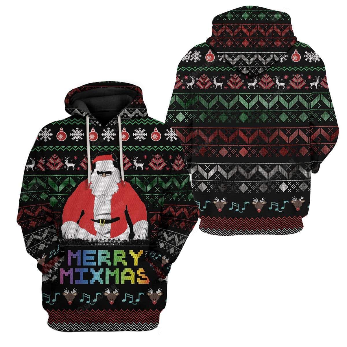 Ugly Christmas Santa Custom T-shirt - Hoodies Apparel HD-AT18111914 3D Custom Fleece Hoodies 