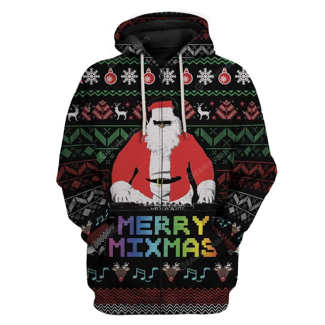 Ugly Christmas Santa Custom T-shirt - Hoodies Apparel HD-AT18111914 3D Custom Fleece Hoodies Zip Hoodie S 