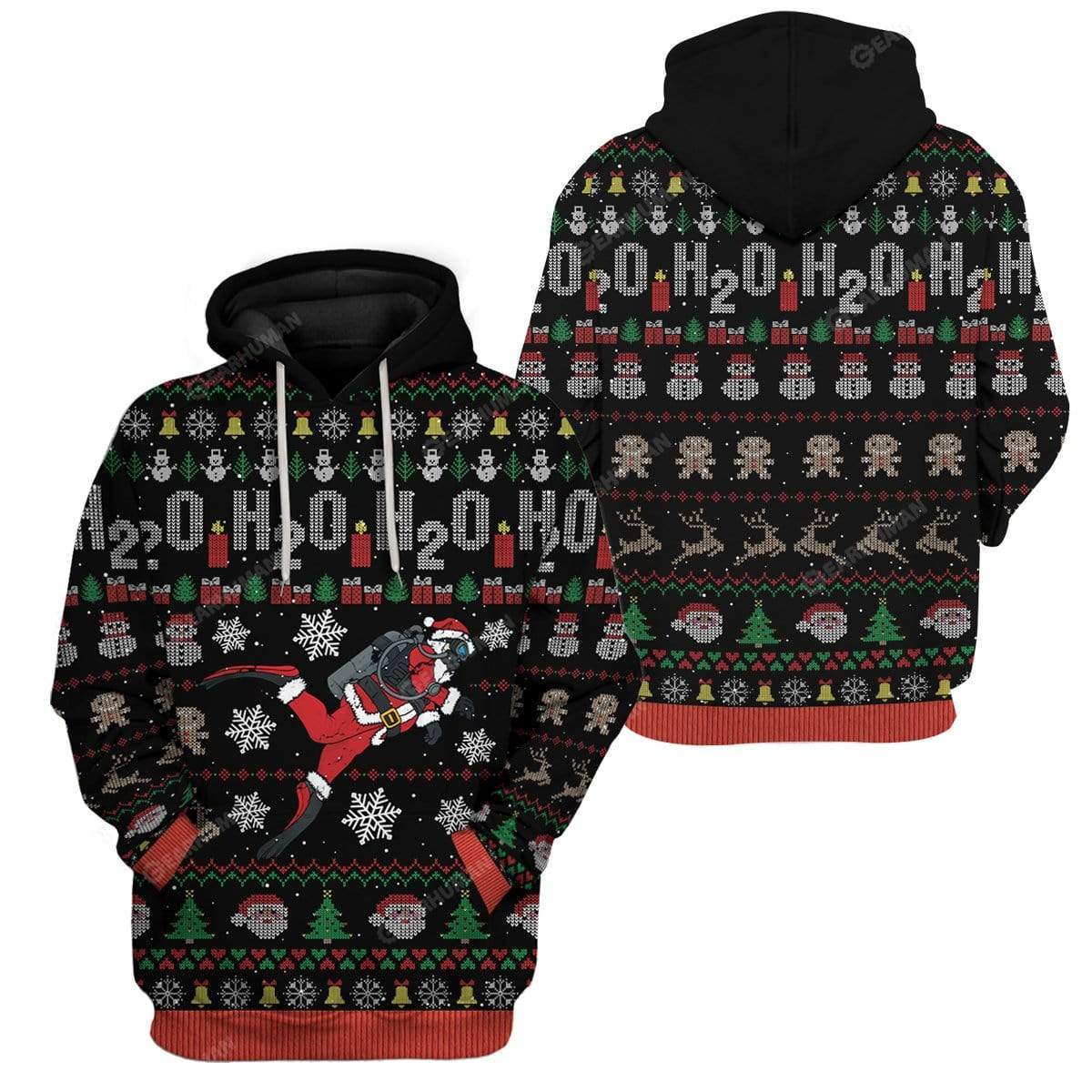 Ugly Christmas Santa Custom T-shirt - Hoodies Apparel HD-AT20111914 3D Custom Fleece Hoodies 