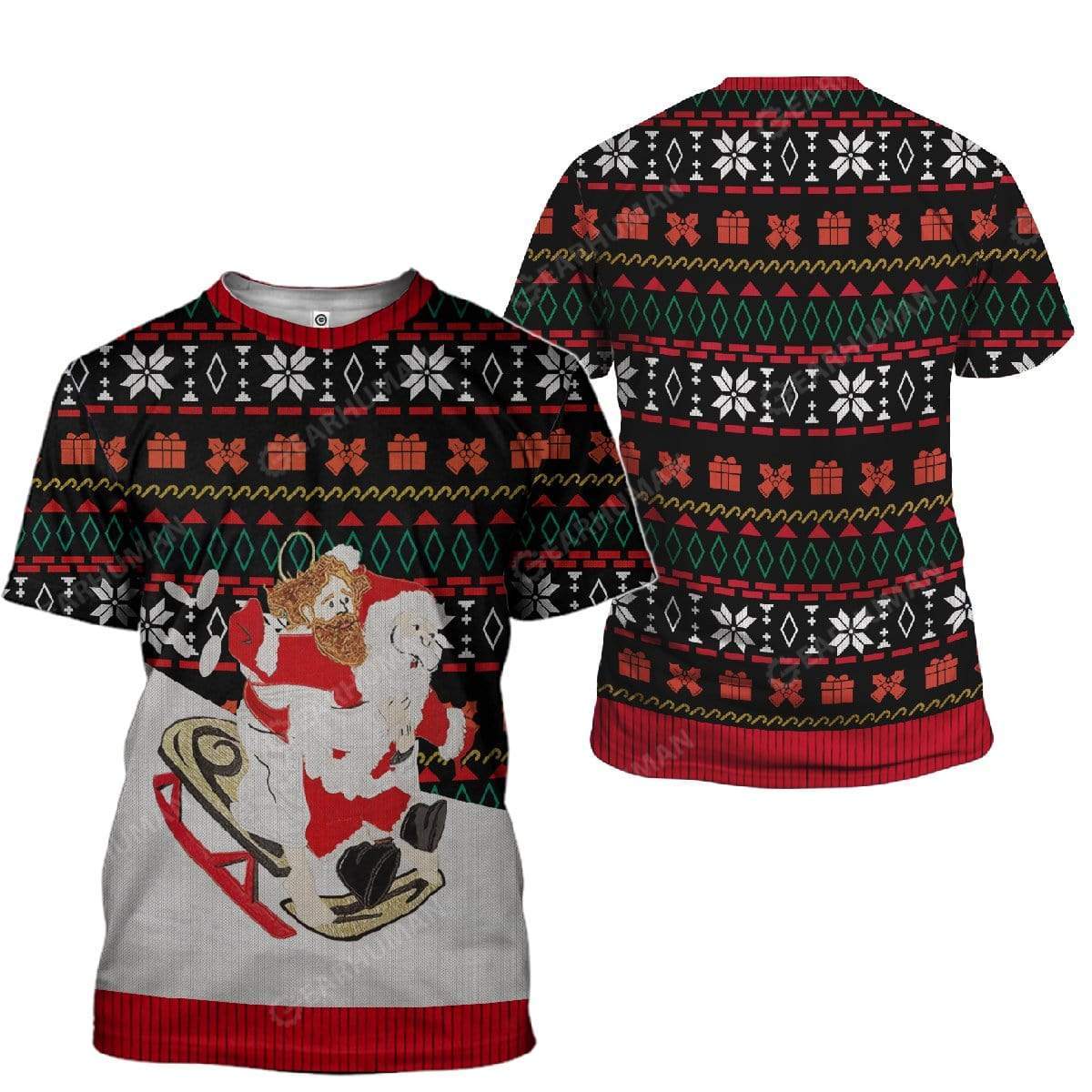 Ugly Christmas Santa & Jesus Sledding Hoodie T-Shirts Apparel HD-AT3011194 3D Custom Fleece Hoodies 