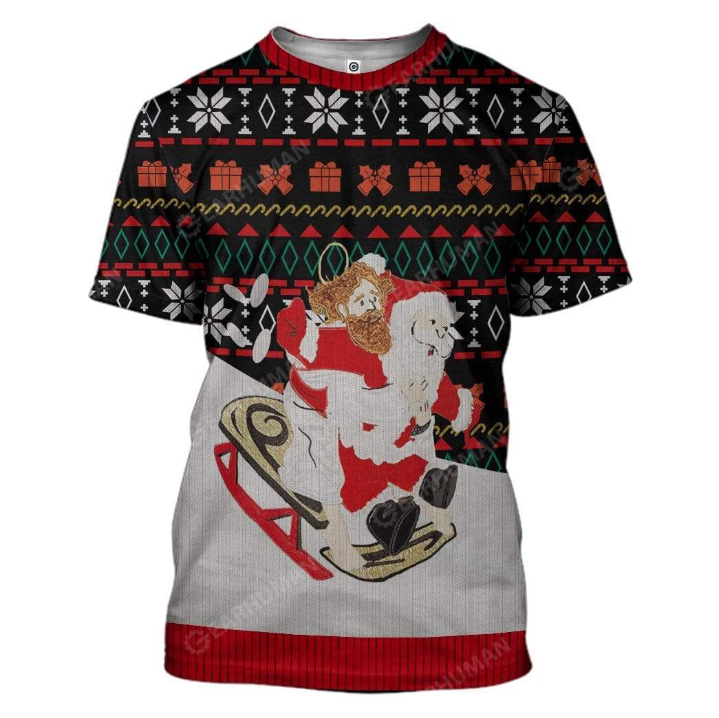 Ugly Christmas Santa & Jesus Sledding Hoodie T-Shirts Apparel HD-AT3011194 3D Custom Fleece Hoodies T-Shirt S 