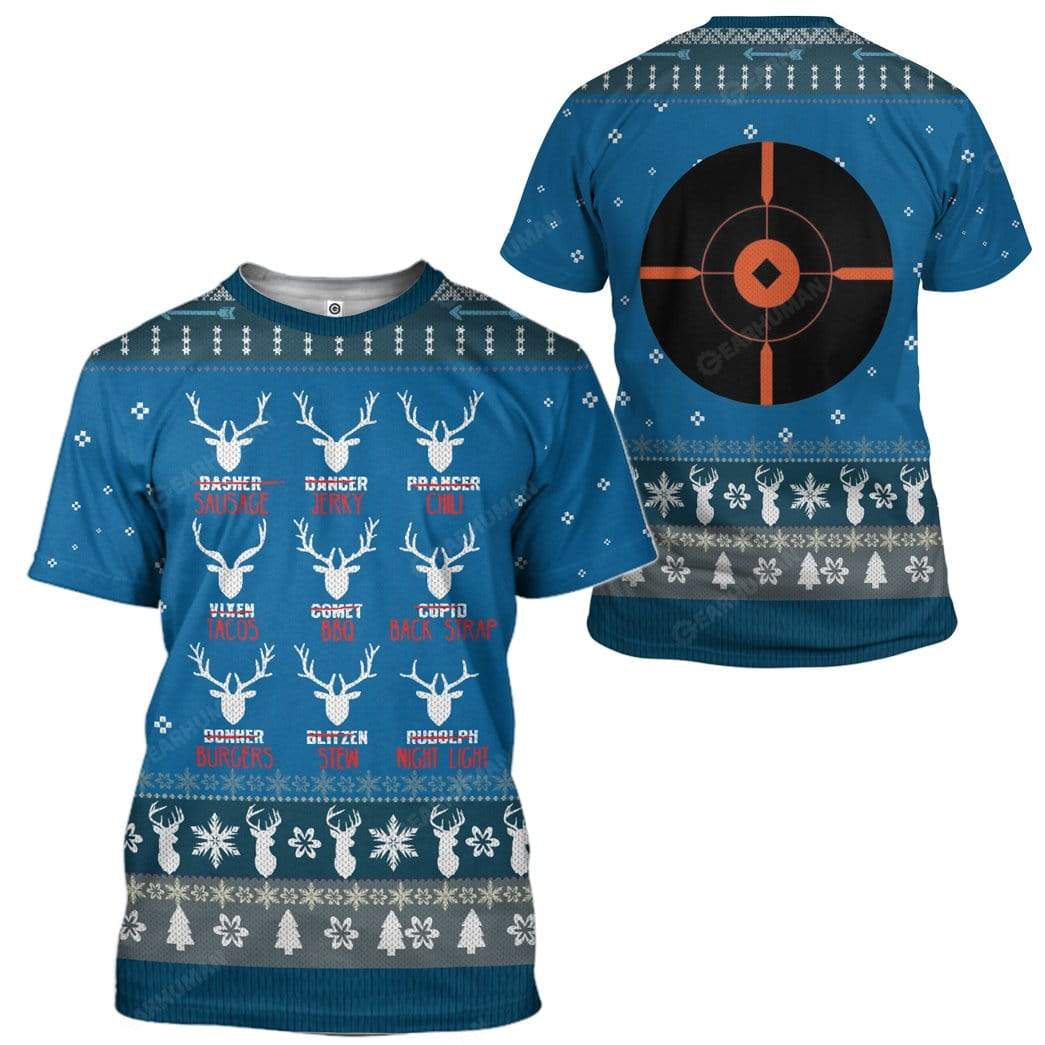 Ugly Christmas Santa's Reindeer Hunting Custom T-Shirts Hoodies Apparel HD-TA25111903 3D Custom Fleece Hoodies 