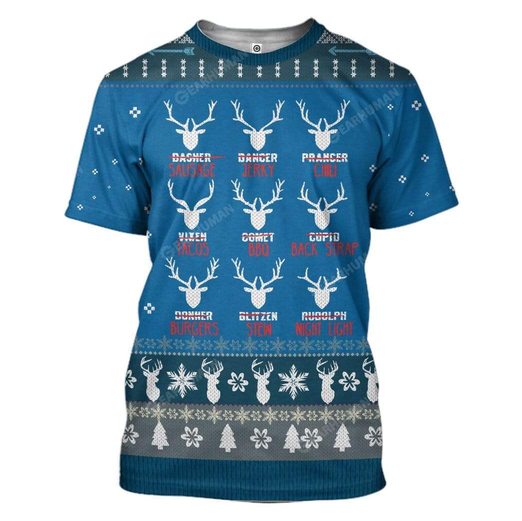 Ugly Christmas Santa's Reindeer Hunting Custom T-Shirts Hoodies Apparel HD-TA25111903 3D Custom Fleece Hoodies T-Shirt S 