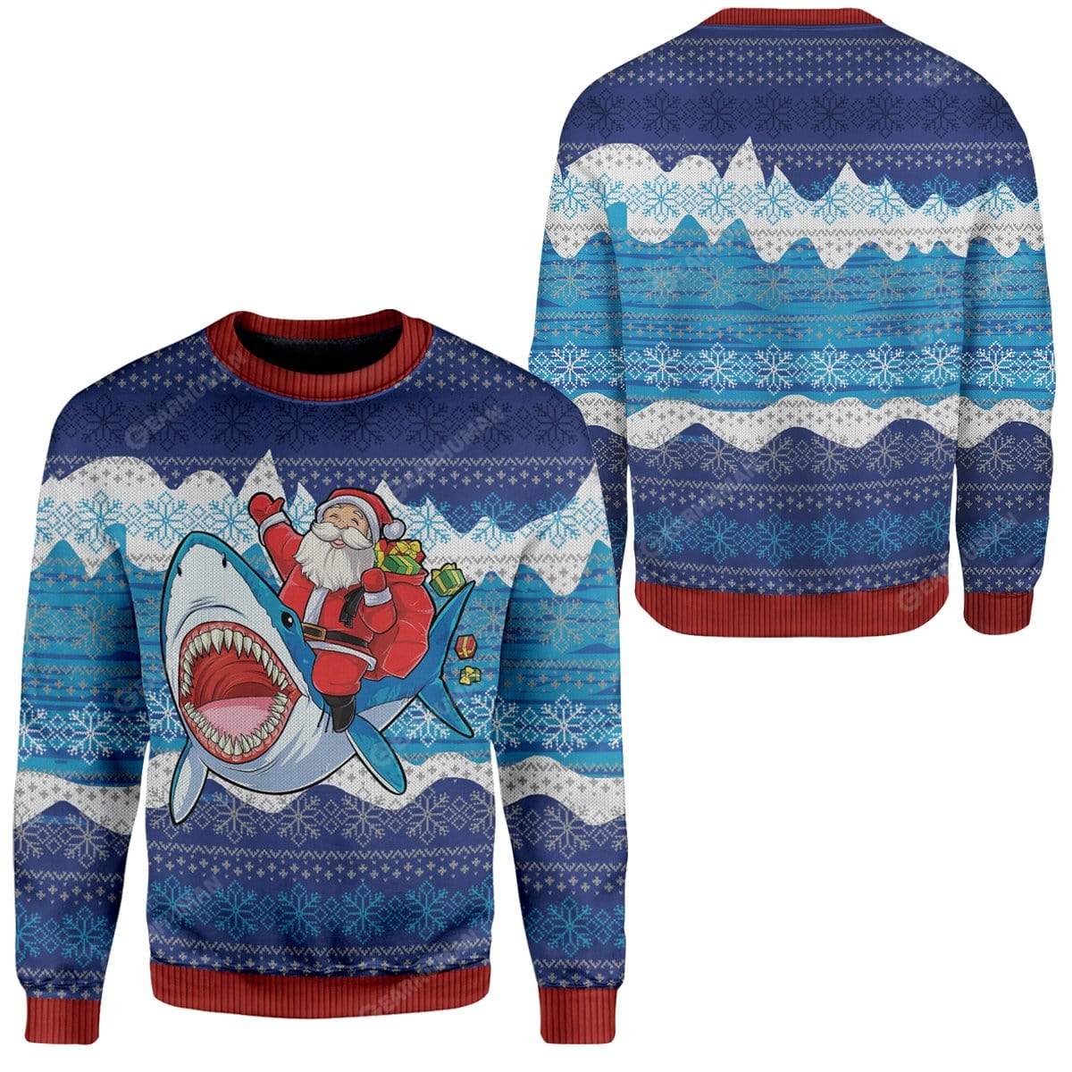 Ugly Christmas Shark And Santa Custom Sweater Apparel HD-TT13111916 Ugly Christmas Sweater 