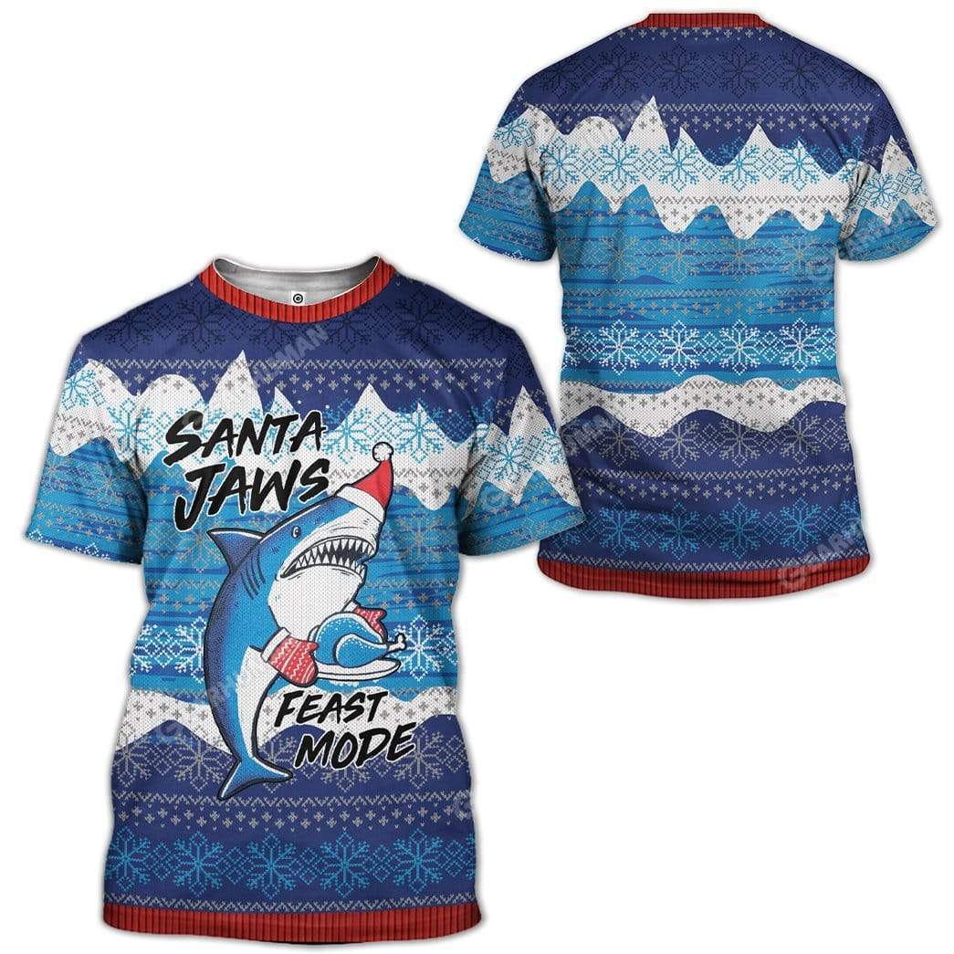 Ugly Christmas Shark Custom T-shirt - Hoodies Apparel HD-TA22111912 3D Custom Fleece Hoodies 