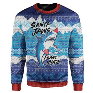Gearhumans Ugly Christmas Shark Custom T-shirt - Hoodies Apparel