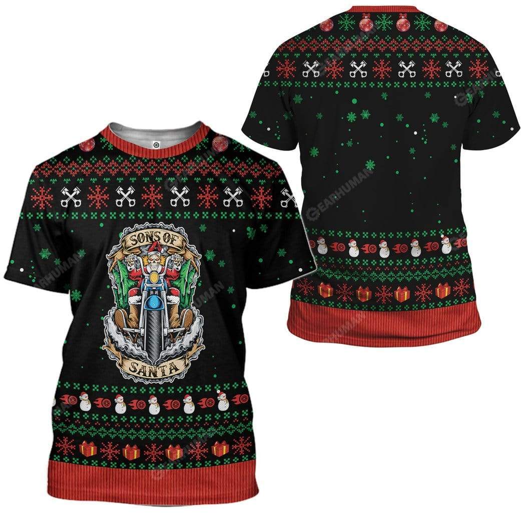 Gearhumans Ugly Christmas Sons Of Santa Custom T Shirts Hoodies Appare