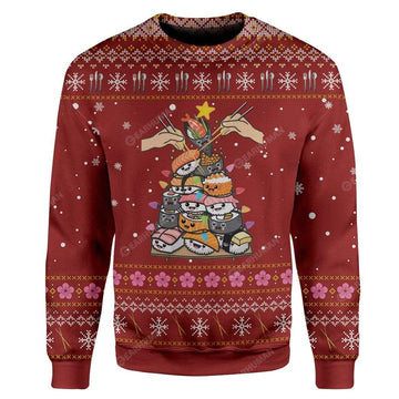 Gearhumans Ugly Christmas Sushi Custom Sweater Apparel