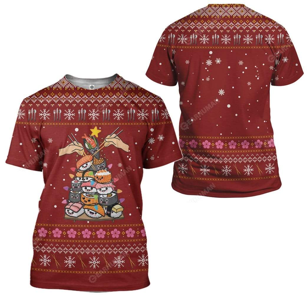 Ugly Christmas Sushi Custom T-shirt - Hoodies Apparel HD-TA18111907 3D Custom Fleece Hoodies 