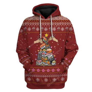Ugly Christmas Sushi Custom T-shirt - Hoodies Apparel HD-TA18111907 3D Custom Fleece Hoodies Hoodie S 