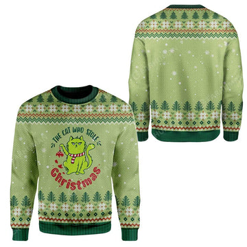 Gearhumans Ugly Christmas The Cat Who Stole Christmas Custom Sweater Apparel