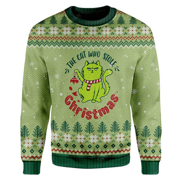 Gearhumans Ugly Christmas The Cat Who Stole Christmas Custom Sweater A