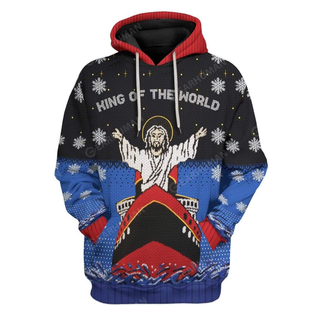 Ugly Christmas Titanic Jesus King Of The World Custom T-Shirts Hoodies Apparel HD-QM28111913 3D Custom Fleece Hoodies Hoodie S 
