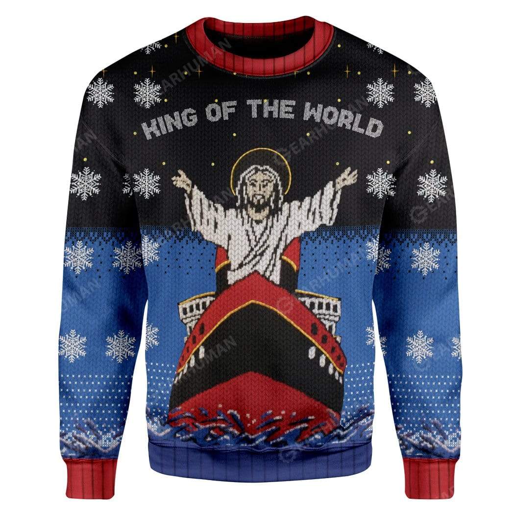 Ugly Christmas Titanic Jesus King Of The World Custom T-Shirts Hoodies Apparel HD-QM28111913 3D Custom Fleece Hoodies Long Sleeve S 