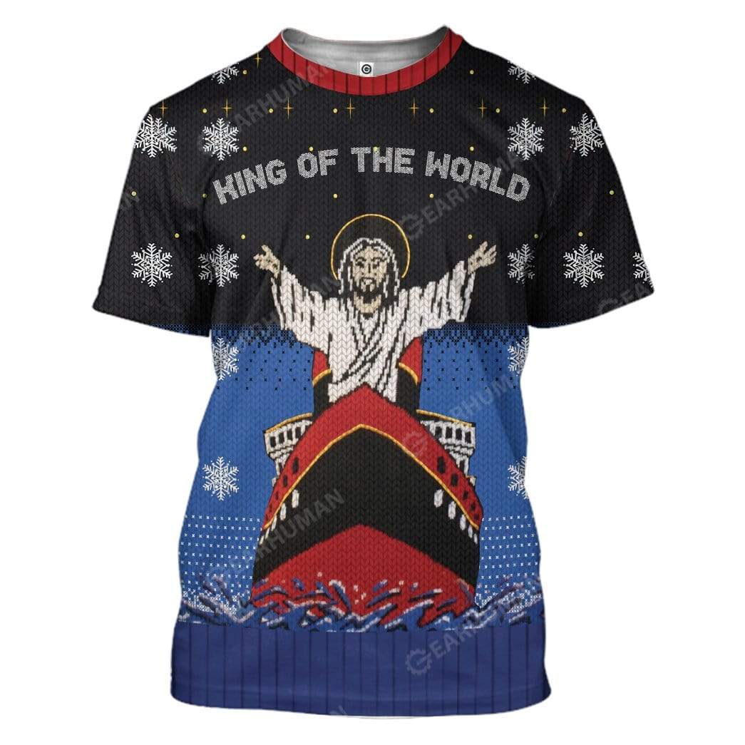 Ugly Christmas Titanic Jesus King Of The World Custom T-Shirts Hoodies Apparel HD-QM28111913 3D Custom Fleece Hoodies T-Shirt S 