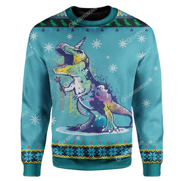 Ugly Christmas TUnicorn Rex Sweater Apparel AN-TA2711194 Ugly Christmas Sweater Long Sleeve S 
