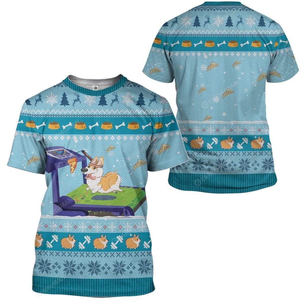 Ugly Corgi Workout Before Christmas Custom T-Shirts Hoodies Apparel DG-TA0512193 3D Custom Fleece Hoodies 