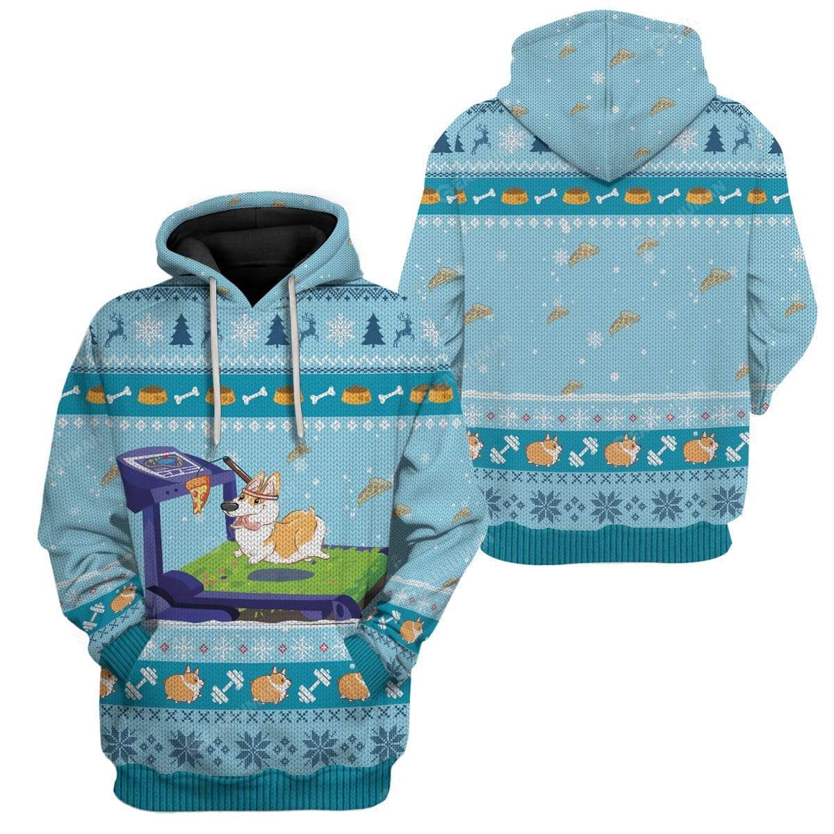 Ugly Corgi Workout Before Christmas Custom T-Shirts Hoodies Apparel DG-TA0512193 3D Custom Fleece Hoodies 