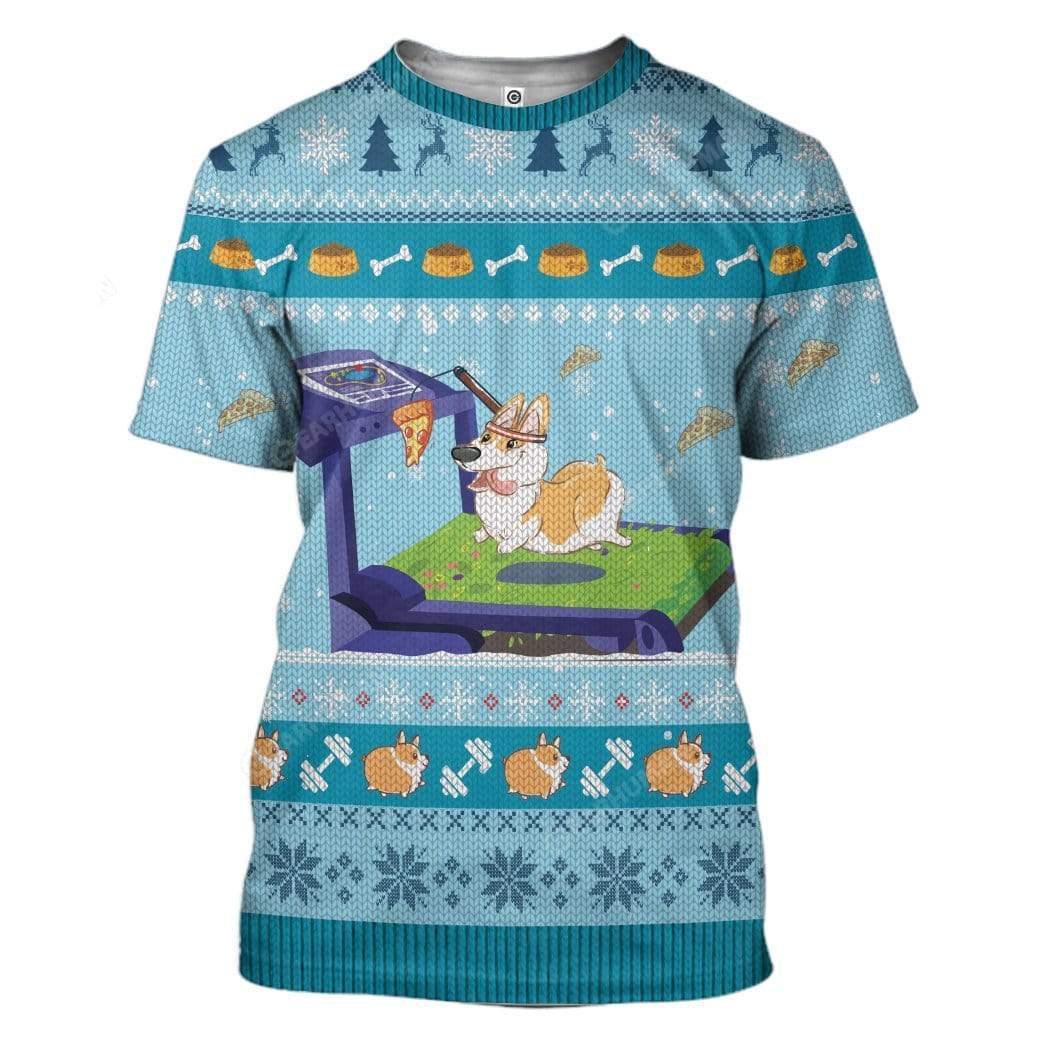 Ugly Corgi Workout Before Christmas Custom T-Shirts Hoodies Apparel DG-TA0512193 3D Custom Fleece Hoodies T-Shirt S 