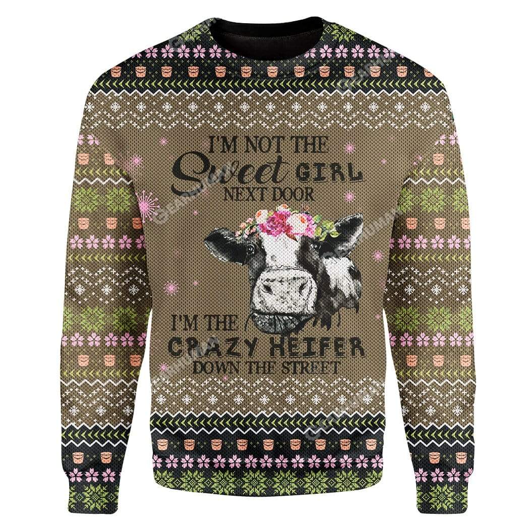 Ugly Cow Custom T-shirt - Hoodies Apparel HD-AT07111902 Ugly Christmas Sweater Long Sleeve S 