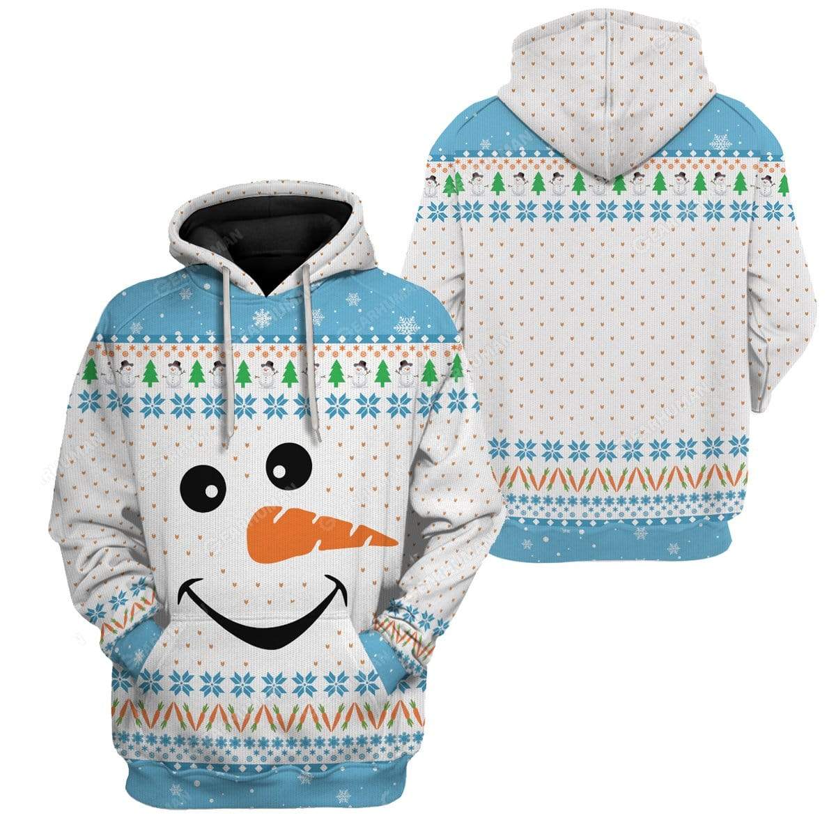 Gearhumans Ugly Cozy Christmas Snowman Face Custom T-Shirts Hoodies Ap