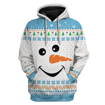 Gearhumans Ugly Cozy Christmas Snowman Face Custom T-Shirts Hoodies Apparel