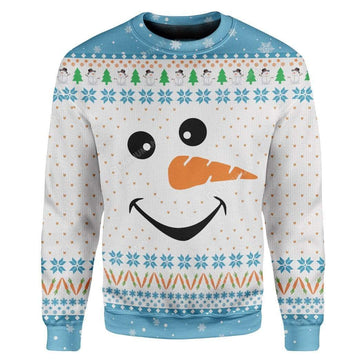 Gearhumans Ugly Cozy Christmas Snowman Face Custom T-Shirts Hoodies Apparel
