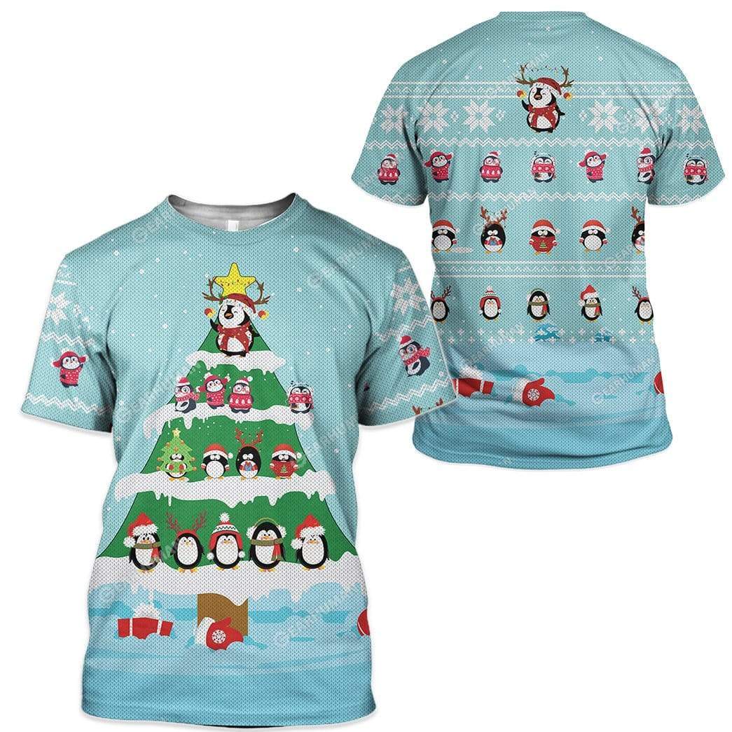 Ugly Cute Penguin Christmas Tree Custom T-Shirts Hoodies Apparel AN-DT2911191 3D Custom Fleece Hoodies 