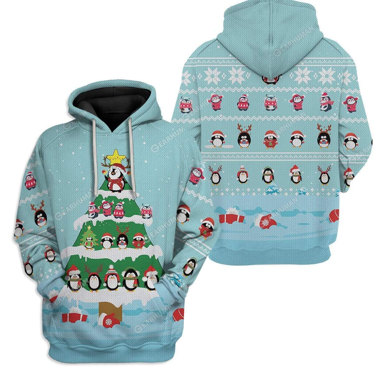 Ugly Cute Penguin Christmas Tree Custom T-Shirts Hoodies Apparel AN-DT2911191 3D Custom Fleece Hoodies 