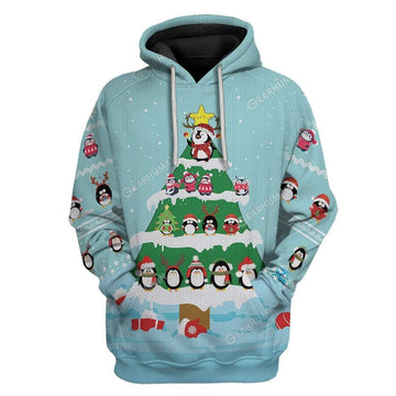 Ugly Cute Penguin Christmas Tree Custom T-Shirts Hoodies Apparel AN-DT2911191 3D Custom Fleece Hoodies Hoodie S 