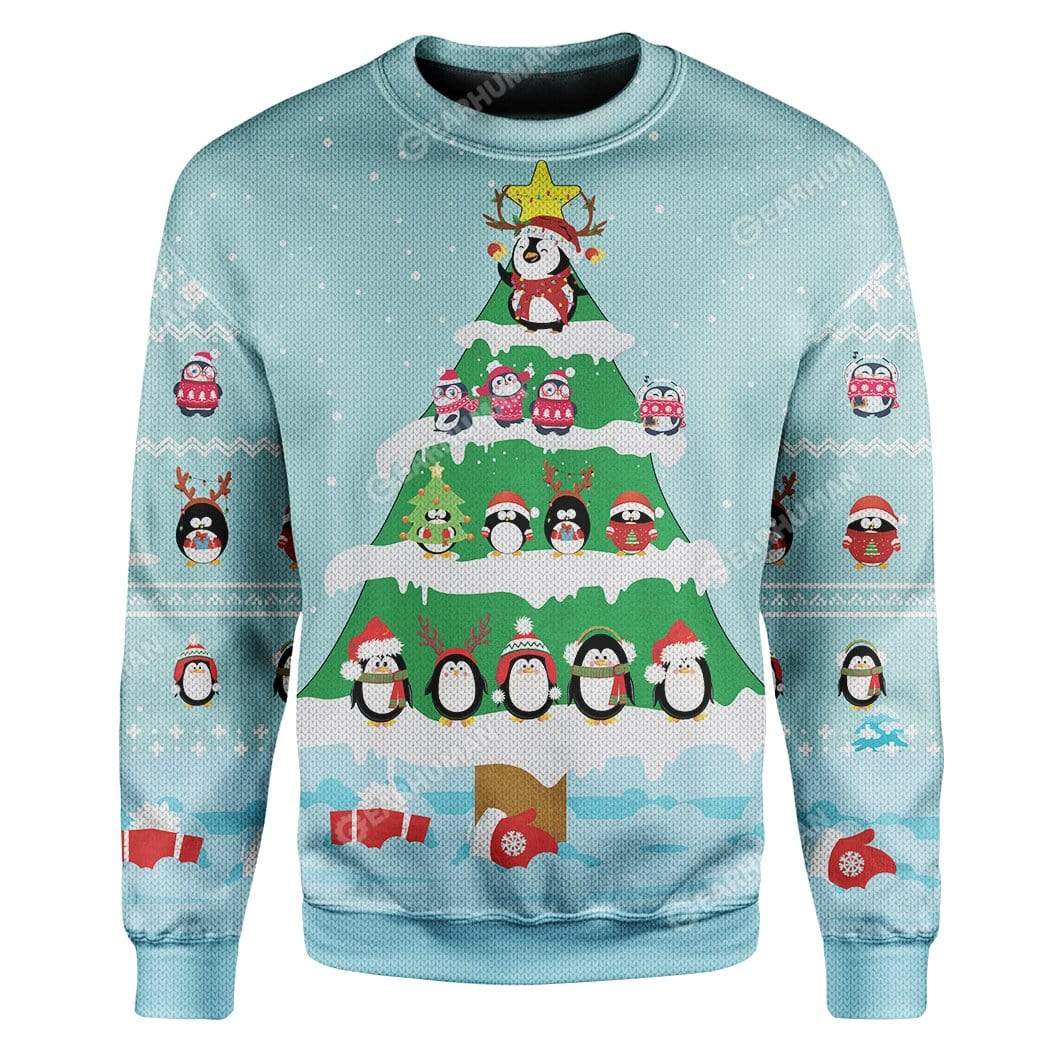 Ugly Cute Penguin Christmas Tree Custom T-Shirts Hoodies Apparel AN-DT2911191 3D Custom Fleece Hoodies Long Sleeve S 