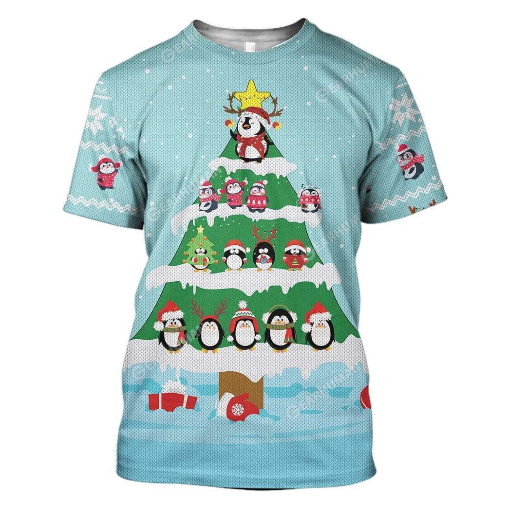 Ugly Cute Penguin Christmas Tree Custom T-Shirts Hoodies Apparel AN-DT2911191 3D Custom Fleece Hoodies T-Shirt S 