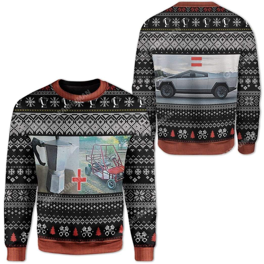 Ugly Cybertruck Custom Sweater Apparel HD-AT2611195 Ugly Christmas Sweater 